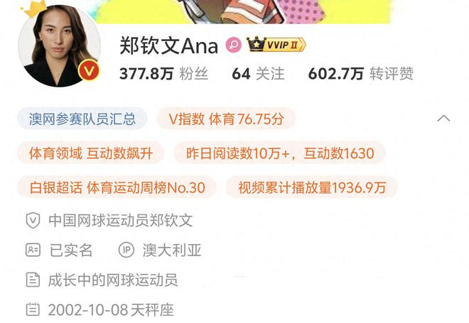 星空体育网址：郑钦文换新头像获顶奢代言澳网首战红土选手韦思佳