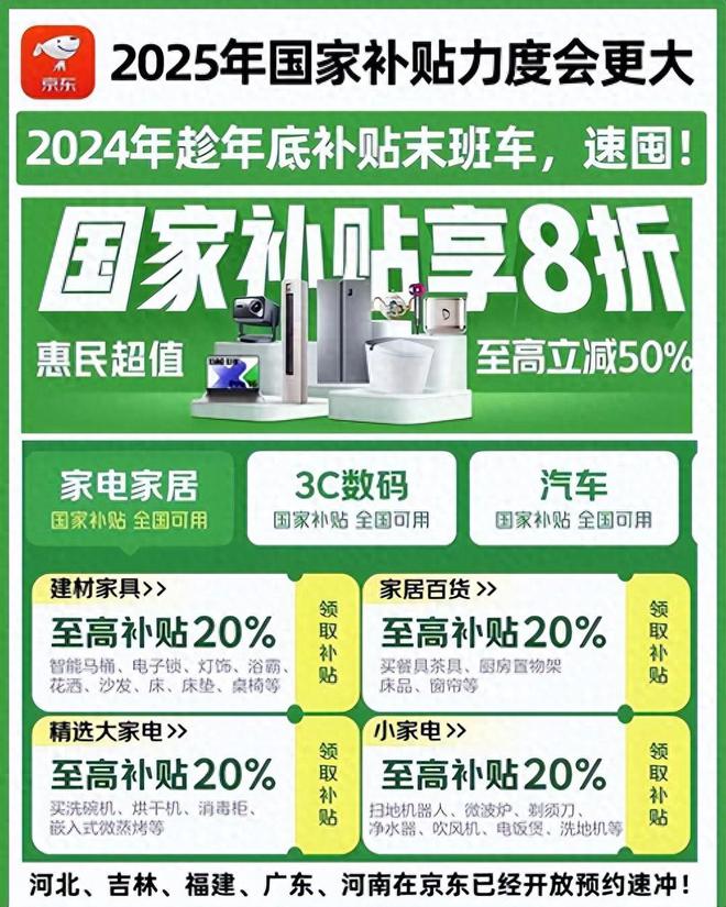 星空体育网址：国补政策2025年1月7日最新消息：首批12个省份享受补贴一级能效补贴20%二级能效15%(图2)